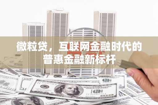 鹿草微粒贷，互联网金融时代的普惠金融新标杆