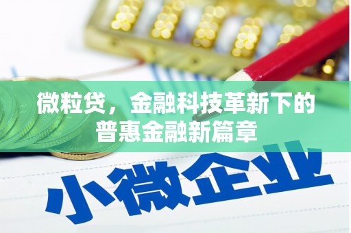 鹿草微粒贷，金融科技革新下的普惠金融新篇章