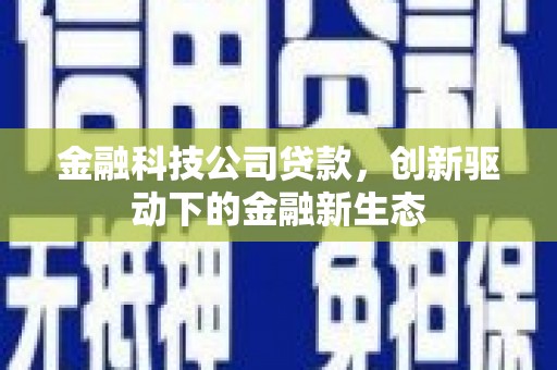 鹿草金融科技公司贷款，创新驱动下的金融新生态