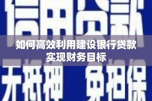 鹿草如何高效利用建设银行贷款实现财务目标