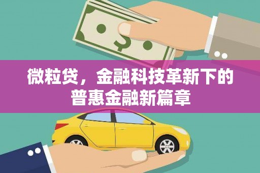 鹿草微粒贷，金融科技革新下的普惠金融新篇章