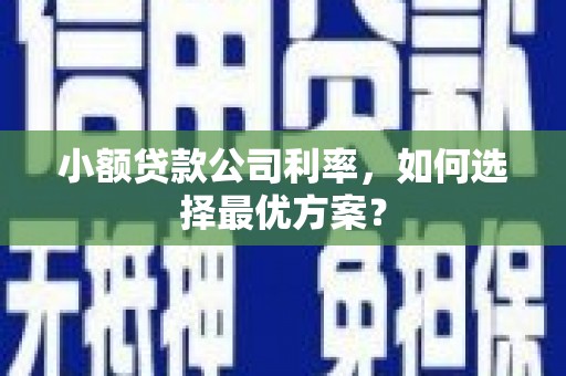 鹿草小额贷款公司利率，如何选择最优方案？