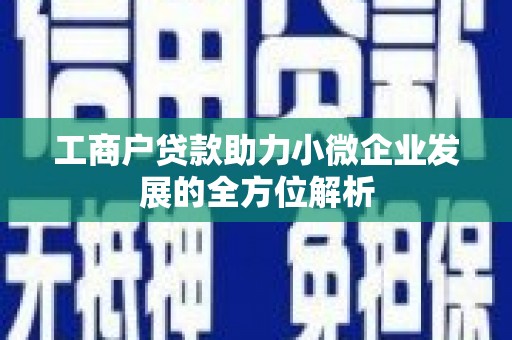 鹿草工商户贷款助力小微企业发展的全方位解析