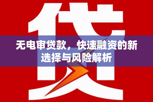 鹿草无电审贷款，快速融资的新选择与风险解析
