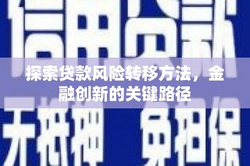 鹿草探索贷款风险转移方法，金融创新的关键路径